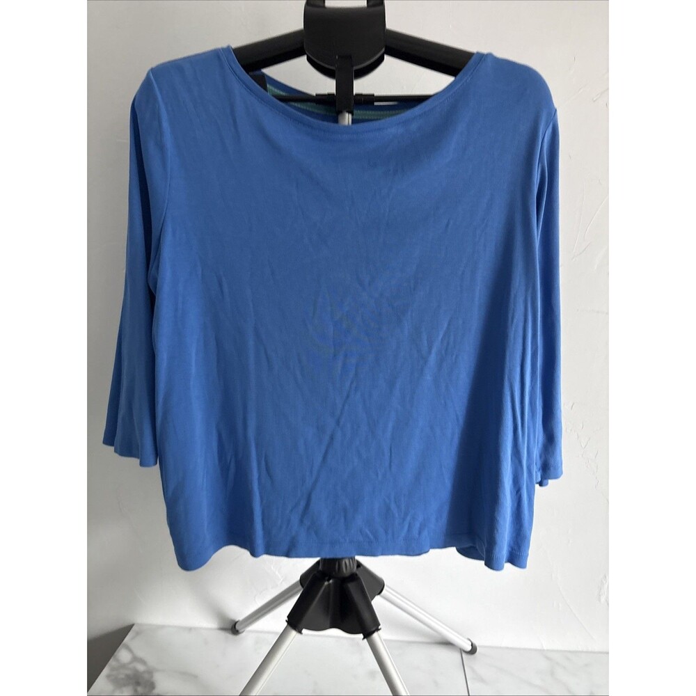 Talbots Woman Petites 2XP Cornflower Blue 100% Pima Cotton 3/4 Sleeve Shirt